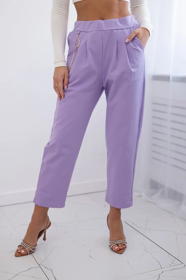 Kesi Włoski New punto trousers trousers with chain light purple