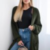 Kesi Włoski Openwork cardigan with pockets khaki khaki