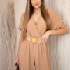 Kesi Włoski Overalls with a decorative belt at the waist Camel