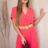 Kesi Włoski Overalls with a decorative belt at the waist Pink Neon