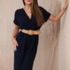 Kesi Włoski Overalls with a decorative belt at the waist navy