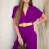 Kesi Włoski Overalls with a decorative belt at the waist purple