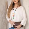 Kesi Włoski Oversize blouse with necklace buttery fabric beige