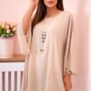 Kesi Włoski Oversized Women's Blouse Made of Viscose with a Necklace Beige