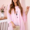 Kesi Włoski Oversized Women's Blouse Made of Viscose with a Necklace Candy Pink