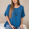 Kesi Włoski Oversized blouse with pendant Jeans