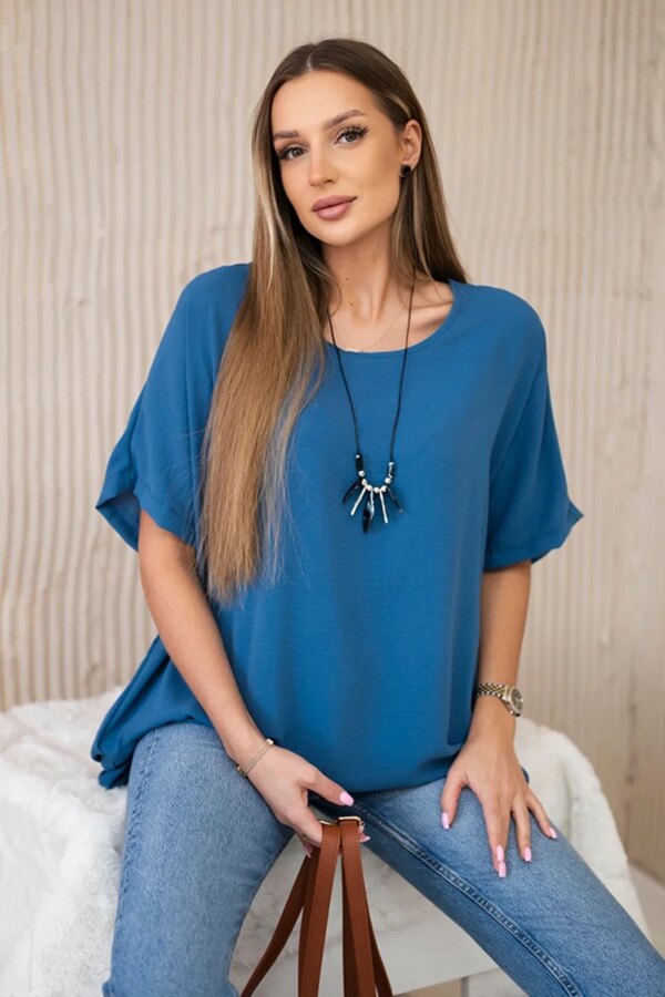 Kesi Włoski Oversized blouse with pendant Jeans