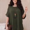 Kesi Włoski Oversized blouse with pendant khaki