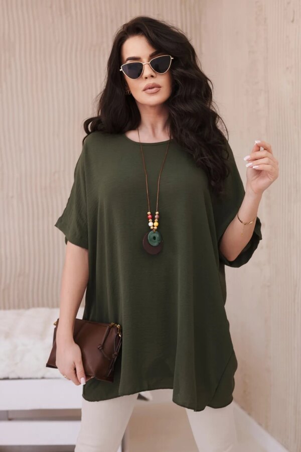 Kesi Włoski Oversized blouse with pendant khaki