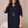 Kesi Włoski Oversized blouse with pendant navy blue