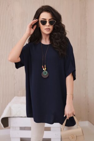 Kesi Włoski Oversized blouse with pendant navy blue