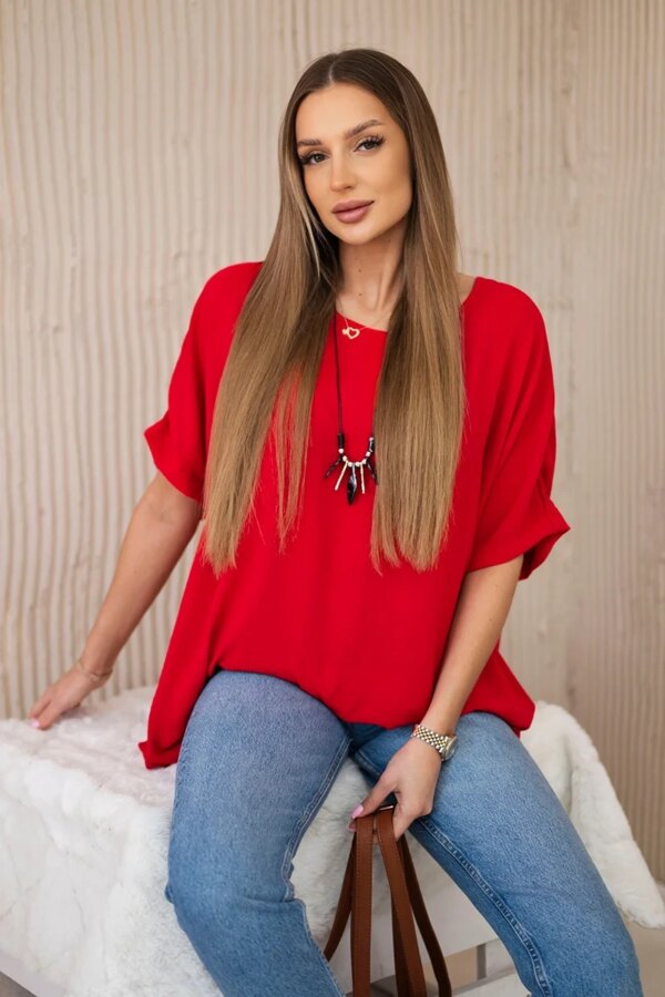Kesi Włoski Oversized blouse with pendant red