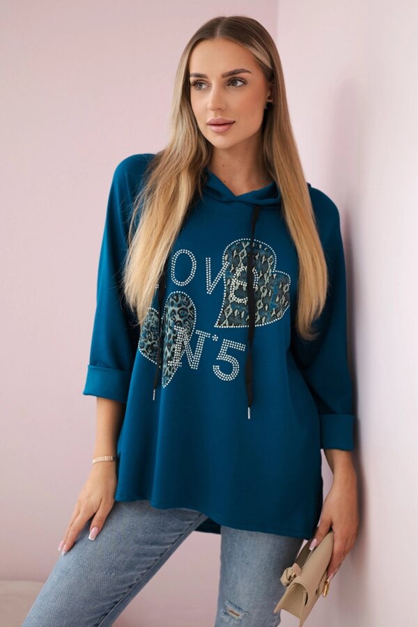 Kesi Włoski Oversized viscose sweatshirt Love nautical