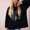 Kesi Włoski Oversized viscose sweatshirt Love navy blue