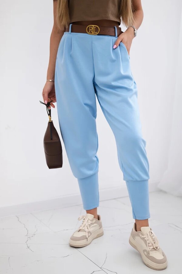 Kesi Włoski Pants with belt and pockets blue