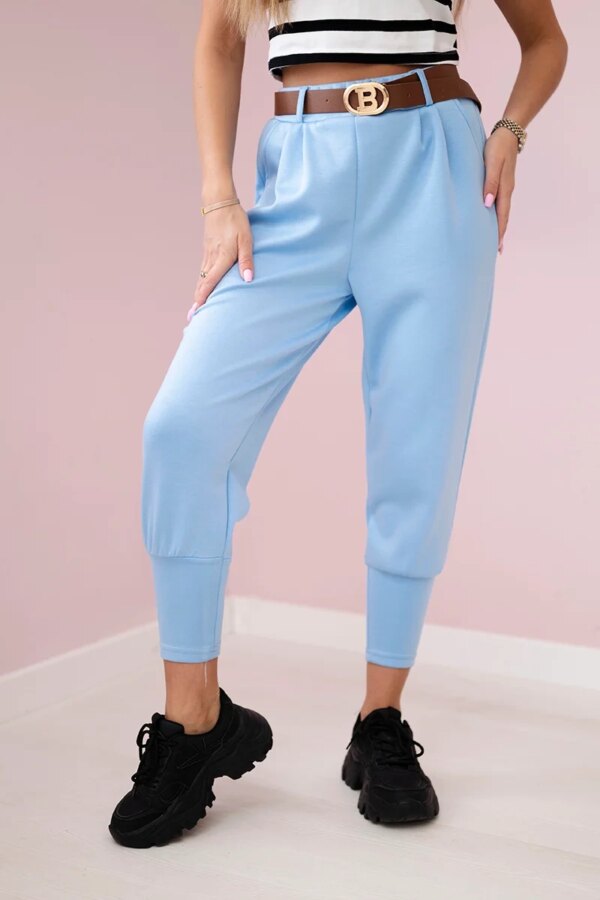 Kesi Włoski Pants with belt and pockets buttery-fabric blue