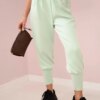 Kesi Włoski Pants with belt and pockets buttery-fabric dark mint