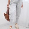 Kesi Włoski Pants with belt and pockets buttery-fabric grey melange