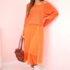 Kesi Włoski Pleated dress with an openwork sweater orange