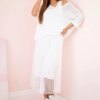 Kesi Włoski Pleated dress with an openwork sweater white