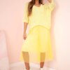 Kesi Włoski Pleated dress with an openwork sweater yellow