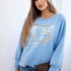 Kesi Włoski Printed sweatshirt buttery fabric blue