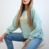 Kesi Włoski Printed sweatshirt buttery fabric dark mint