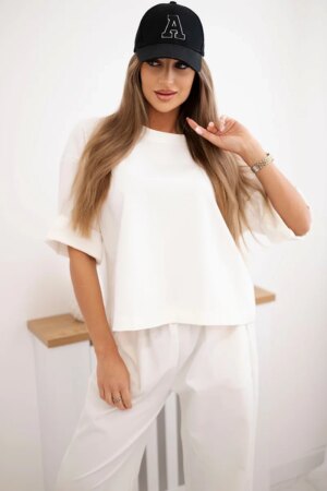 Kesi Włoski Punto set blouse + wide-leg pants ecru