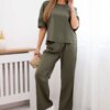 Kesi Włoski Punto set blouse + wide-leg pants khaki