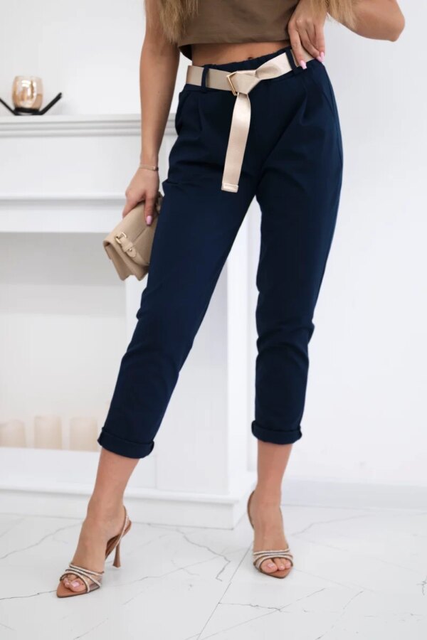 Kesi Włoski Punto trousers with belt navy blue
