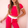 Kesi Włoski Ribbed set blouse + wide-leg trousers fuchsia
