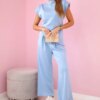 Kesi Włoski Set asymmetrical blouse + pants blue