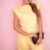 Kesi Włoski Set asymmetrical blouse + pants yellow