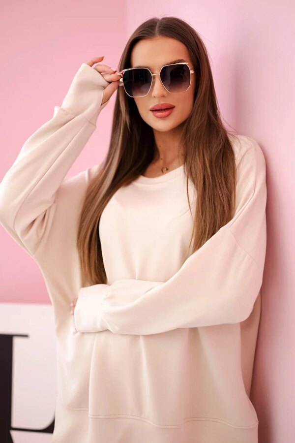 Kesi Włoski Set hoodie buttery fabric + ribbed trousers beige