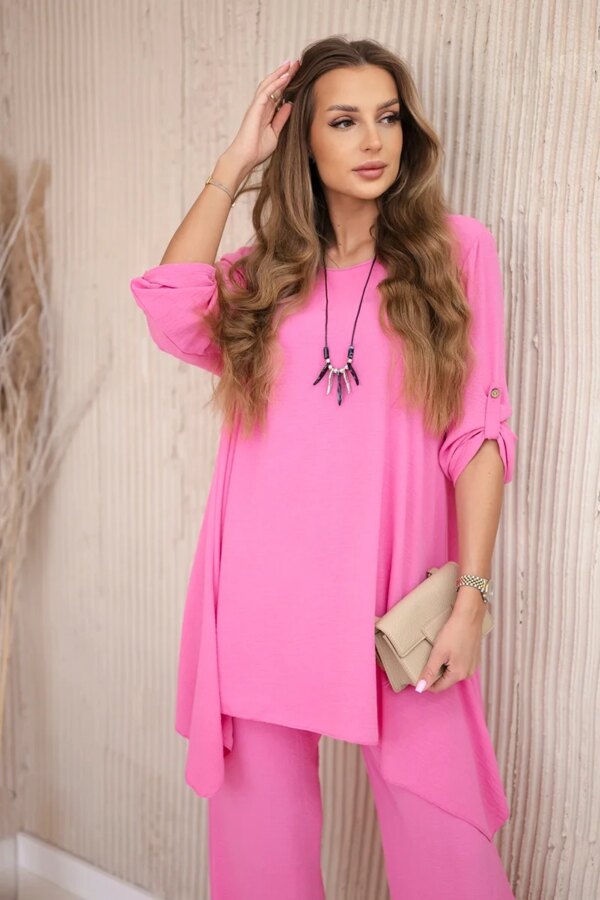 Kesi Włoski Set of blouse + pants with pendant light pink