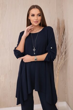 Kesi Włoski Set of blouse + pants with pendant navy blue