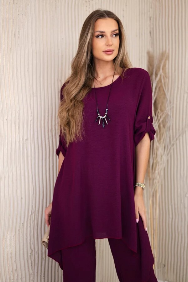 Kesi Włoski Set of blouse + pants with pendant plum