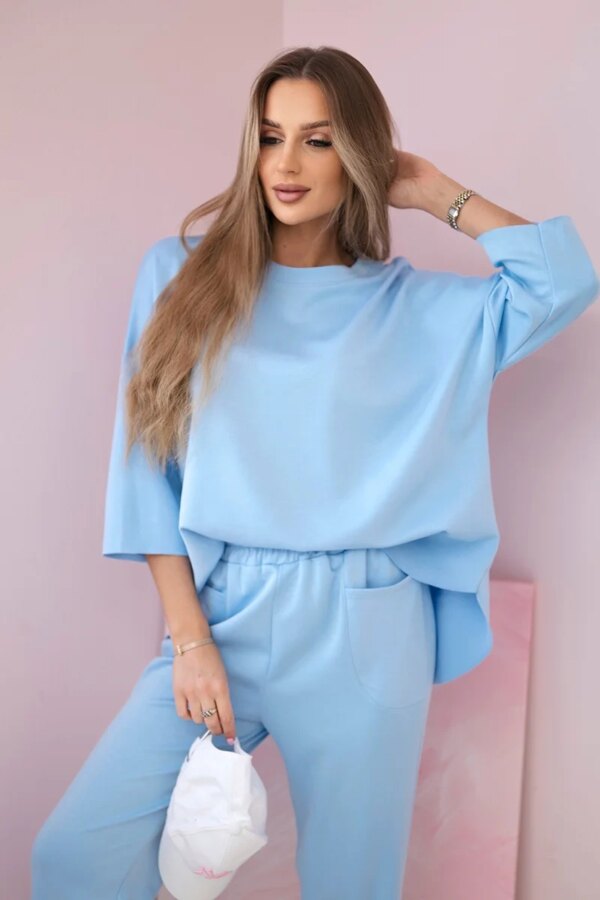 Kesi Włoski Set sweatshirt + pants buttery fabric blue