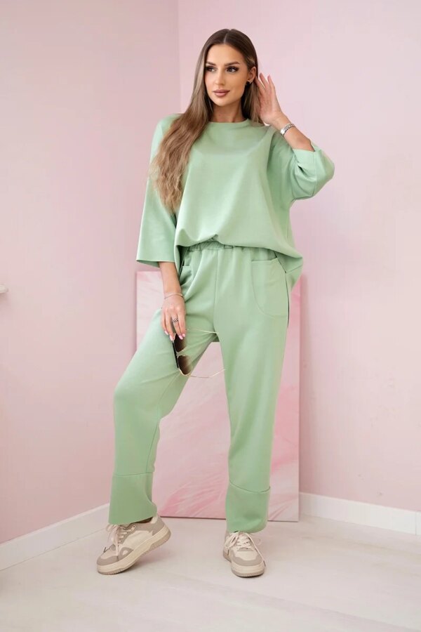 Kesi Włoski Set sweatshirt + pants buttery fabric pistachio