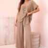 Kesi Włoski Set with necklace blouse + pants Camel