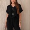 Kesi Włoski Set with necklace blouse + pants black