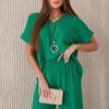 Kesi Włoski Set with necklace blouse + pants green
