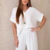 Kesi Włoski Set with necklace blouse + pants white
