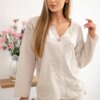 Kesi Włoski Shirt blouse with an embroidered pattern beige
