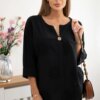 Kesi Włoski Shirt blouse with an embroidered pattern black