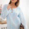 Kesi Włoski Shirt blouse with an embroidered pattern blue