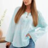 Kesi Włoski Shirt blouse with an embroidered pattern mint