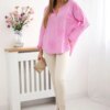 Kesi Włoski Shirt blouse with an embroidered pattern pink