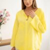 Kesi Włoski Shirt blouse with an embroidered pattern yellow