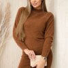 Kesi Włoski Sweater dress with a mock turtleneck alpaca brown